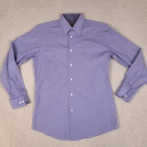 Ben Sherman Shirt Mens Medium Blue‎ Plaid Gingham Button Down Long Sleeve